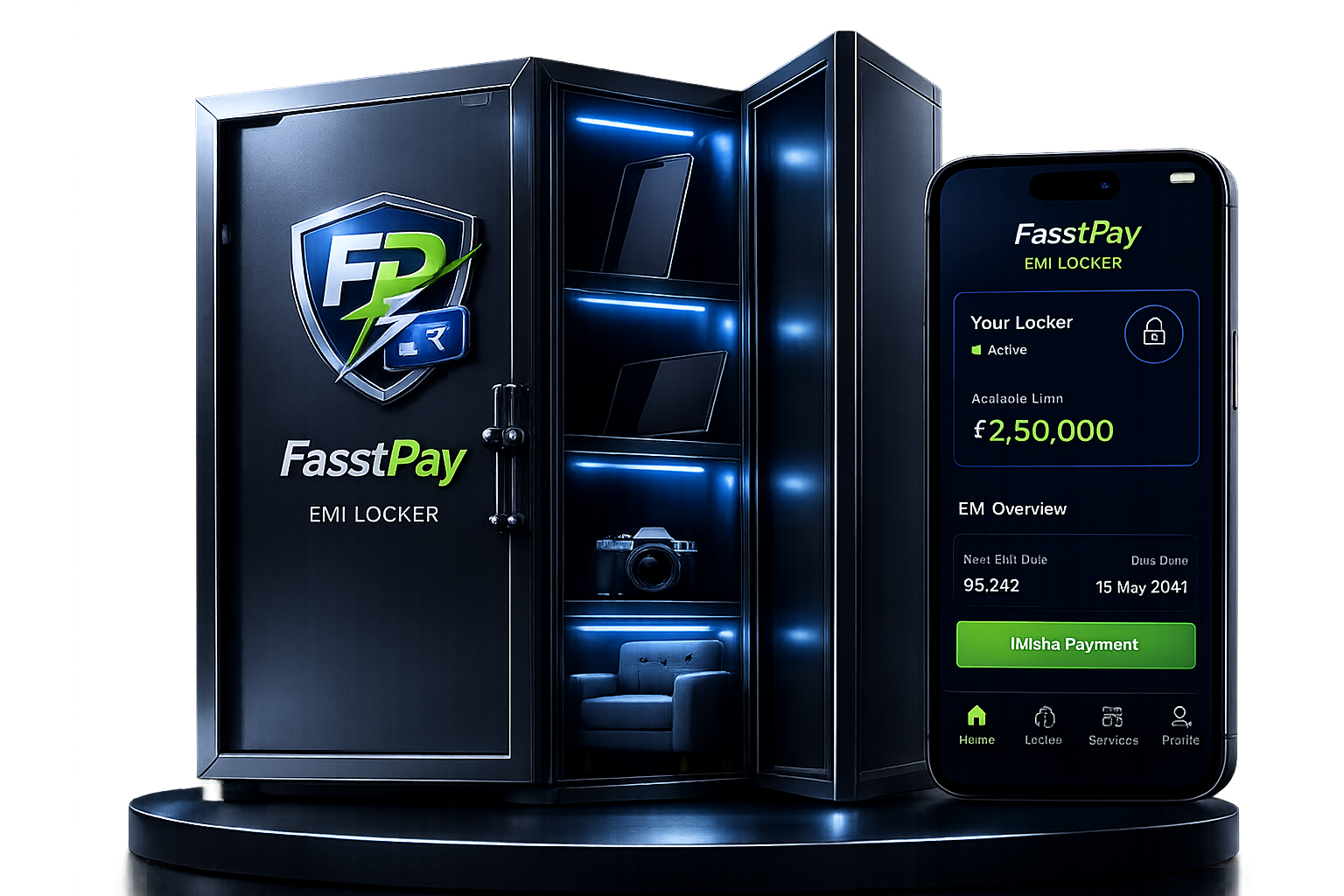 FasstPay EMI Locker with mobile app